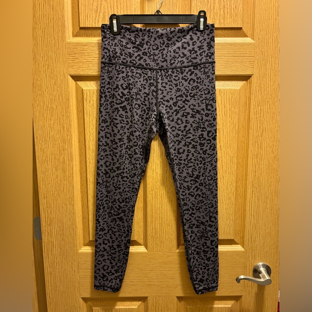 Athleta Charcoal Leopard Print High-Rise Leggings